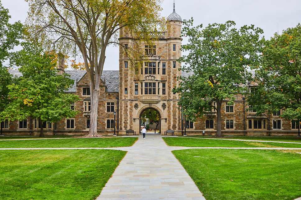 Cornell campus tower and courtyard.